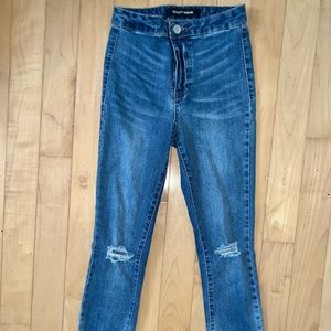 Ashley Mason Size 26 High-Waisted Skinny Jeans With Knee Rips